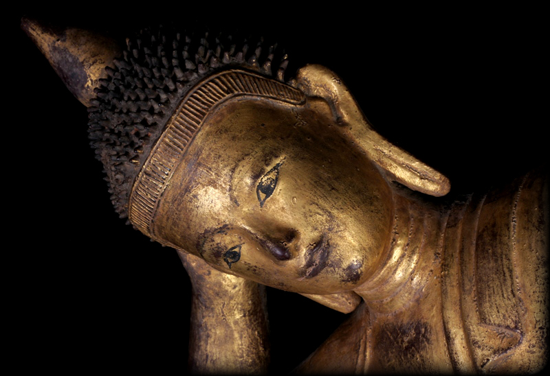 Extremely Rare Early 18C Wood Shan Reclining Buddha # A144